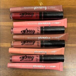 Revlon Kiss Plumping Lip Creme and LA Girl Glossy Plumping Lip Gloss Bundle Lot